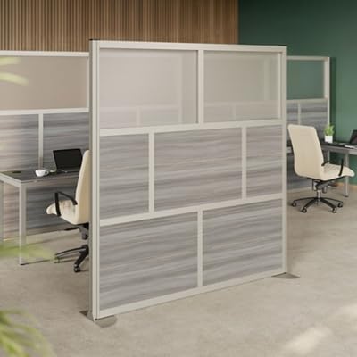 NBF Office Partition Room Divider - 76" H x 72" W Gray, Large Privacy Screen, Portable Partition Wall, Free Standing Office Divider