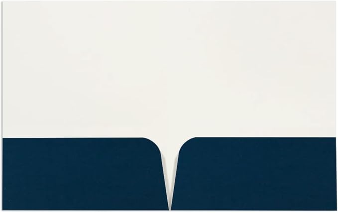 JAM PAPER Custom Printed Semi-Gloss Folders with Round Corner Pockets - Personalized Logo & Text - 12pt C1S - Navy Blue - 100/Pack