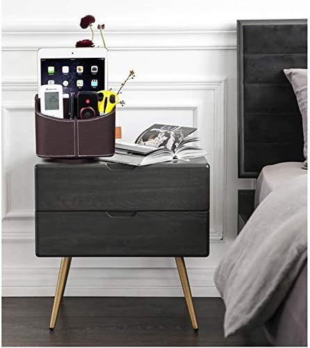 PUSU Remote Control Holder PU Leather 360 Degrees Rotatable Desktop Supply Organizer Storage Box for Controllers Media Stationery Nightstand TV Caddy E-reader iPad Phone Pen/Pencil Cosmetic(Brown)