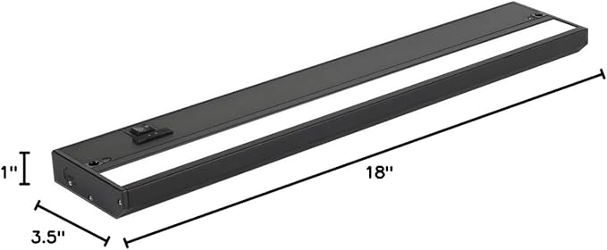 LED Under Cabinet Lighting Hardwired - 3CCT 18 Inch Black Finish - Undercabinet Lights for Kitchen - Linkable Undercounter Dimmable Plug in Light or Hard Wired - Under Counter Fixture Direct Wire