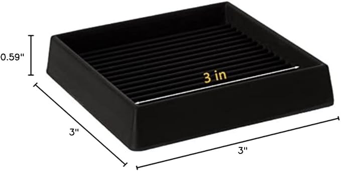 VOCOMO 3X3 Rubber Caster Cups, Non Slip Furniture Pads, Anti-Slip Furniture Gripper, Anti Skid Furnitures Feet, Anti Slide Floor Protector for Bed Couch Stoppers (4 Pack, Black)
