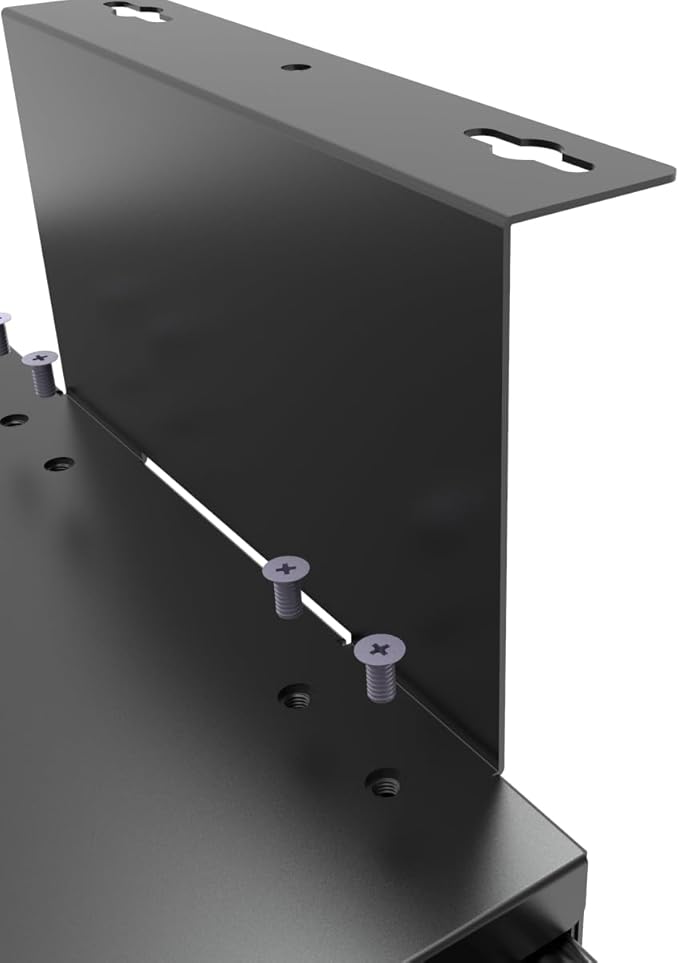 QiaoYoubang Under Desk Lockable Sliding Out Drawer with Cable Management, 17 inch Wide Office Storage Organizer for Standing Desks or tables with a Crossbar less than 3.2" High, 12 Inch Deep