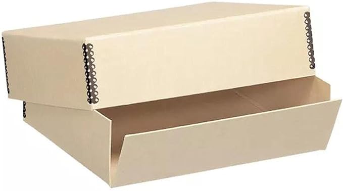 Lineco, Museum Archival Drop-Front Storage Box, Acid-Free with Metal Edges, 11.5 X 15 X 3 inches, Tan (733-3011)