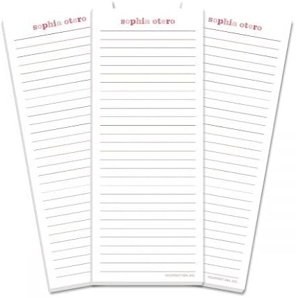 Current Personalized Raspberry Color Wash Lined Shopping List Pads -Set of 3, Lined, 50-sheet pads, Choose Color, Add Your Name, Personalized Stationery, Housewarming Gift