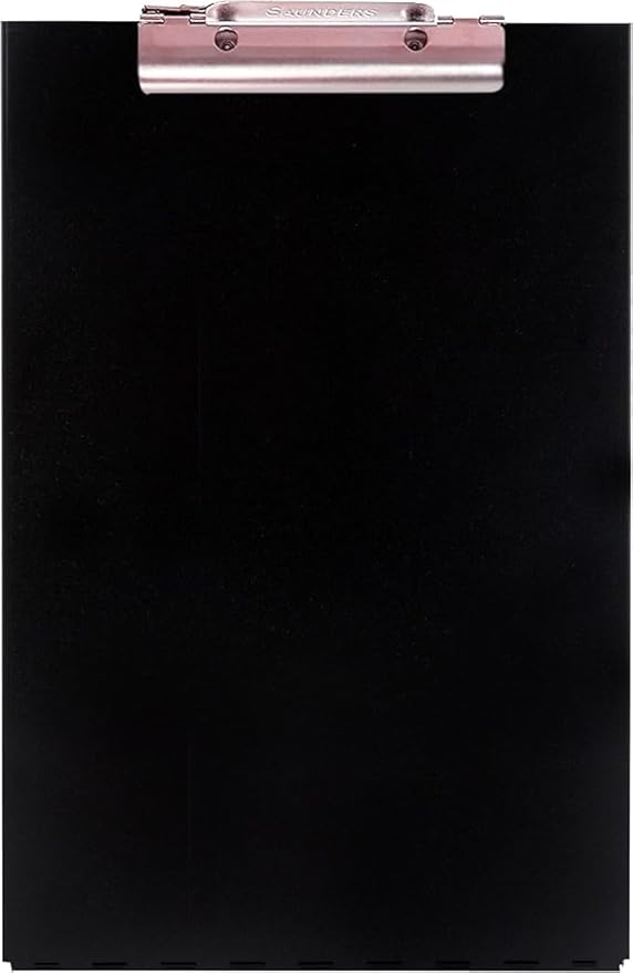 Saunders Metal Clipboard with Storage, Black Dual Layer Nursing Clipboard Folio, Letter Size Paper Organizer, Steel Clip with Self Locking Latch, Form Holder for Office, School & Work - Made in USA