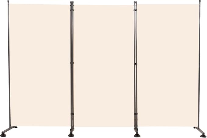 Room Divider 6FT Folding Privacy Screens, 3 Panel Partition Room Dividers w/Freestanding Design, Portable Wall Divider for Room Separtation, Fabric Screen Panel for Home Office Dorm School Cream