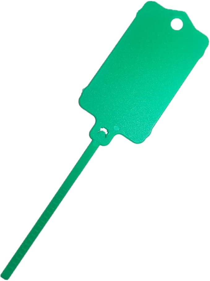 100pcs Reusable Blank Plastic Tags Ties Key Tags 1.45"*2.48" Serrated Tension Sealing Strap with Large Label Plastic Tie Mark Label Waterproof Hang Sign Write on Tag (Green, 100pcs)