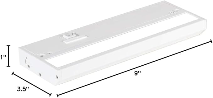 LED Under Cabinet Lighting Hardwired - 3CCT 9 Inch White Finish - Undercabinet Lights for Kitchen - Linkable Undercounter Dimmable Plug in Light or Hard Wired - Under Counter Fixture Direct Wire