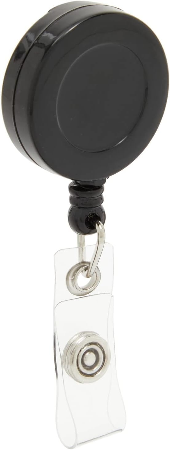Juvale Badge Reels - 100 Pack, Black, 26.5 in Nylon Cord - Retractable Badge Reel & ID Card Holder Clips & Name Tag Holder for Nurses & Teachers