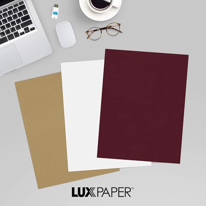 LUXPaper 8.5" x 11" Cardstock | Letter Size | Burgundy Linen | 100lb. Cover (183lb. Text) | 500 Qty