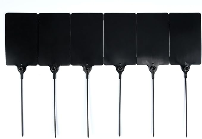 100 Black Plastic Tags Shipping Tags Water Proof Tags for Labeling Shipping Labels Security Seals Writable Marker Ties Hanging Tags Storage Tag with One Marker Pen, 252*58 mm