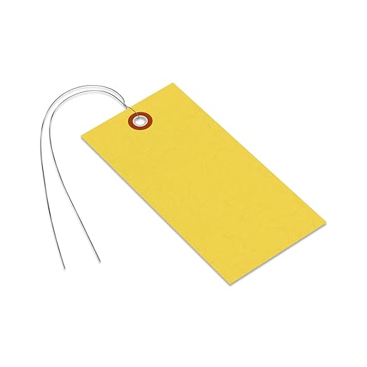 SmartSign “Yellow Tyvek Shipping Tags with Wire”, Size #5, Write on These Tags with a Pen or Marker 4 3/4" x 2 3/8" | Pack of 1000, Made in USA