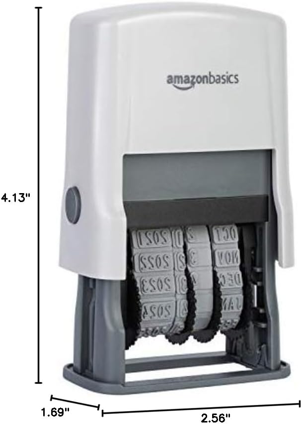 Amazon Basics Self-Inking Date Stamp, Rectangular, 2.56" x 1.69" x 4.13"