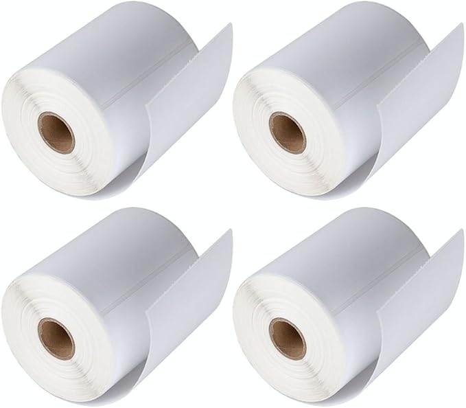 MFLABEL 4x6 Thermal Shipping Labels - 4 Rolls of 250, Perforated & Smudge-Proof Direct Thermal Labels Compatible with Rollo, Zebra, for Amazon UPS FedEx Shopify