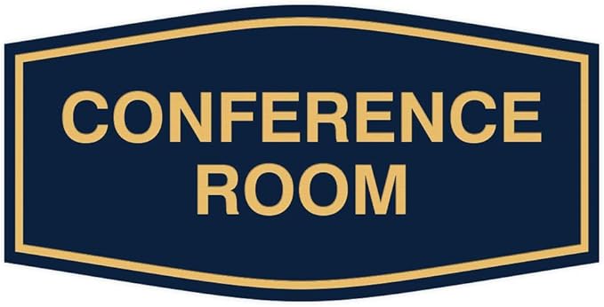 Fancy Conference Room Sign (Blue/Gold) - Large