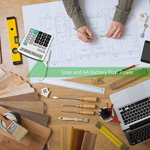Solar & AA Battery Dual Power Electronic Calculator - 12-Digit Large Display (2 Basic Black & 1 Updated Silver)