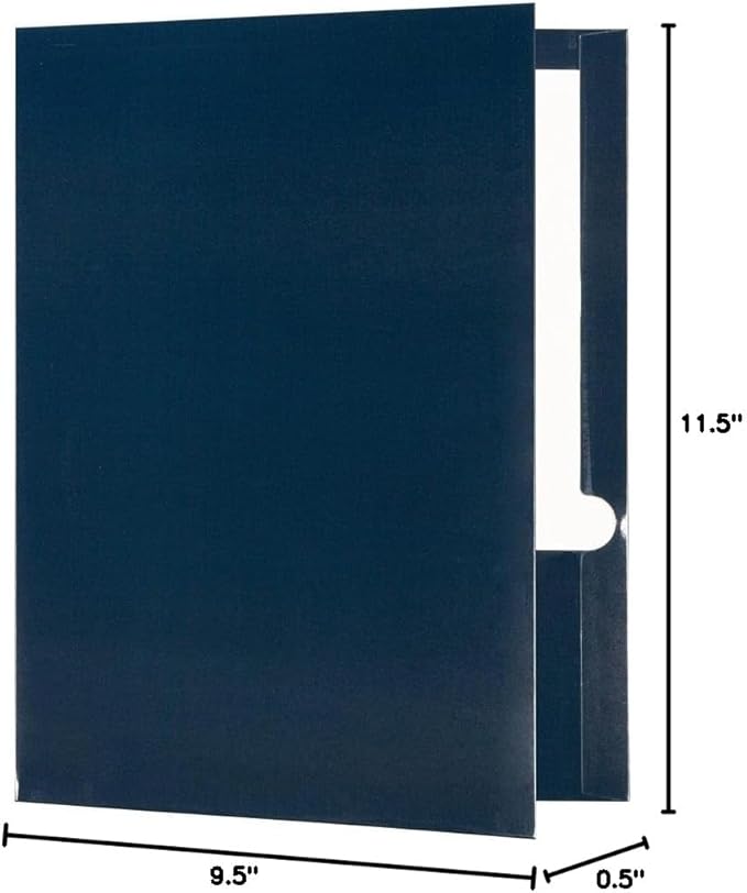 JAM PAPER Laminated Two Pocket Glossy Folders - Navy Blue - 3/Pack