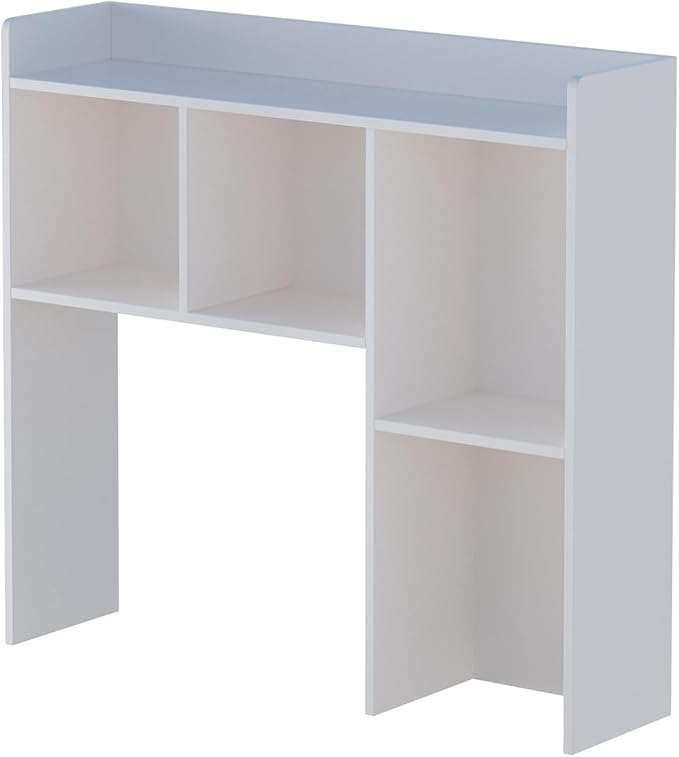 OSCHF Wooden Desktop Hutch Bookshelf - Free Standing Desk Storage Shelf with Top Edge for Computer Desk, Desktop Bookcase for Dorm, Home or Office, Countertop Organizer, White, 37.4"