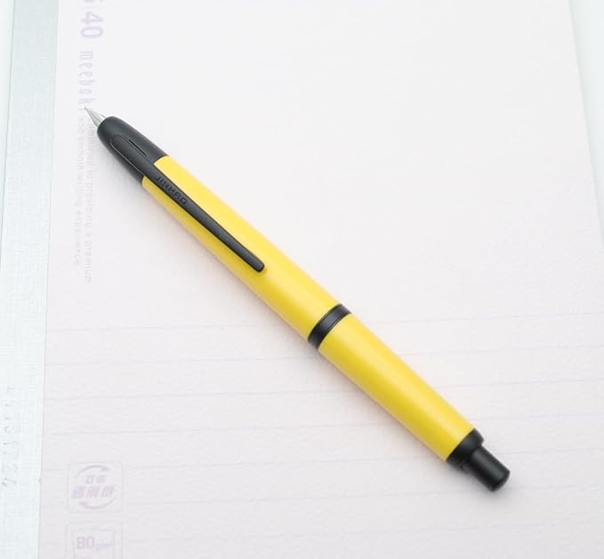 JINHAO 20 Press Fountain Pen, Retractable Capless Resin Pen with Ink Converter (EF Nib 0.4mm, Lemon Yellow - Black Clip)