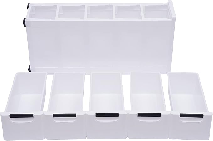 YARDOMGAR 5-Drawer Storage Cabinet with Removable Drawers - 7.87x15.75×33.07in White PP Vertical Plastic Storage Drawers for Toys & Home Decor, 22lbs Capacity (B-White)
