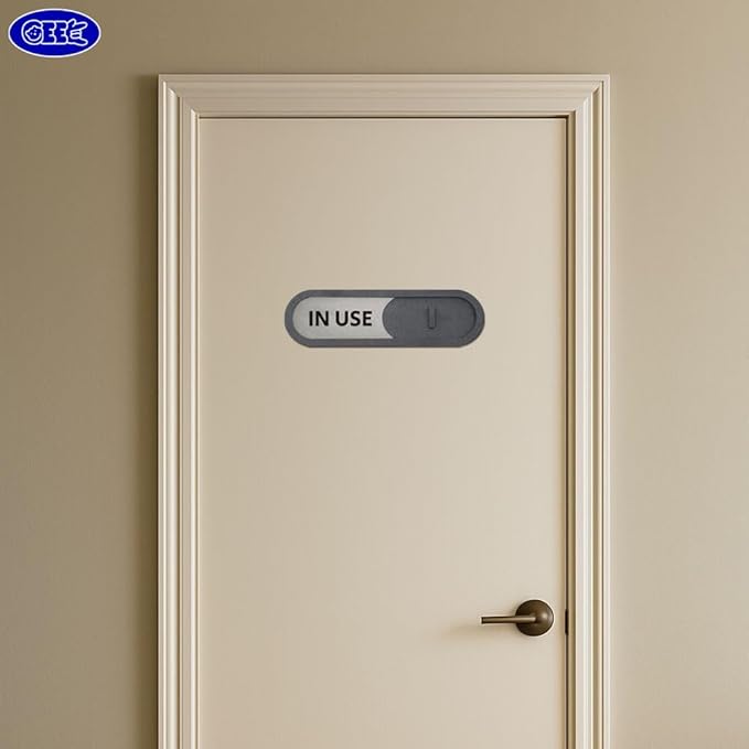GEEKBEAR In Use Available Slider Door Sign for Home Office - Premium MDF, 7.5 x 2.2 in (Brown)