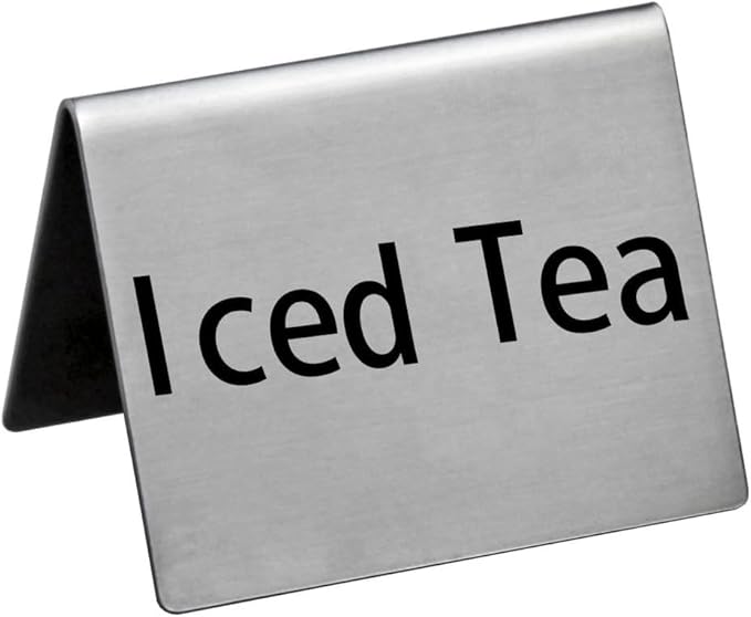 New Star Foodservice Stainless Steel Table Tent Sign (Silver (Iced Tea), 2 x 2-Inch (Set of 2))