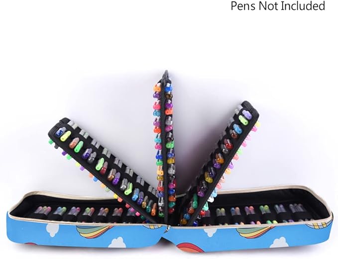 qianshan Pencil Case Holder Slot - Holds 202 Colored Pencils or 136 Gel Pens with Zipper Closure - Large Capacity Pen Organizer for Watercolor Pens or Markers - Perfect for Artist Blue Balloon