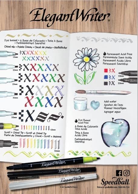 Speedball 2881 Elegant Writer 6 Fine Calligraphy Markers Set, Assorted Colors