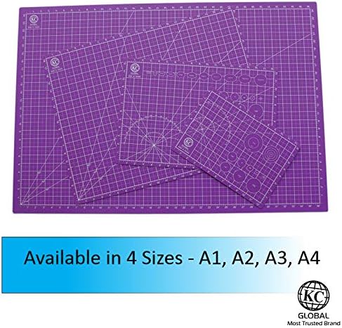 KC GLOBAL A1 (38"x26") Professional Grade Self-Healing Cutting Mat (Purple) - Odor-Free, Reversible, Eco-Friendly, Durable Bright Surface. Premium Desk Mat for Crafters, Quilters, and Hobbyist