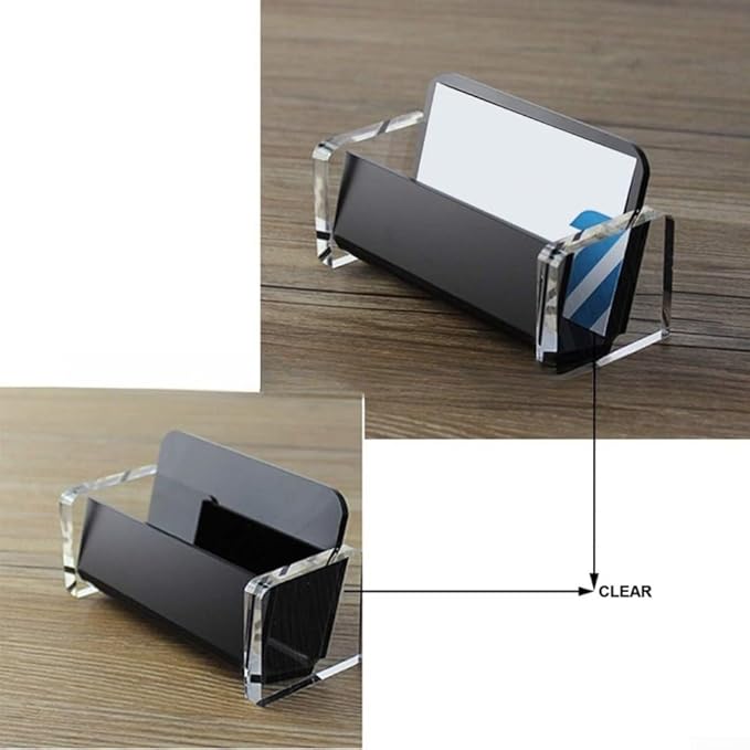 Startbuymore Acrylic Business Card Holder For Desk, Clear Business Cards Display Holders Stand - Stylish Access Display For Desk Business Card Stand(black)