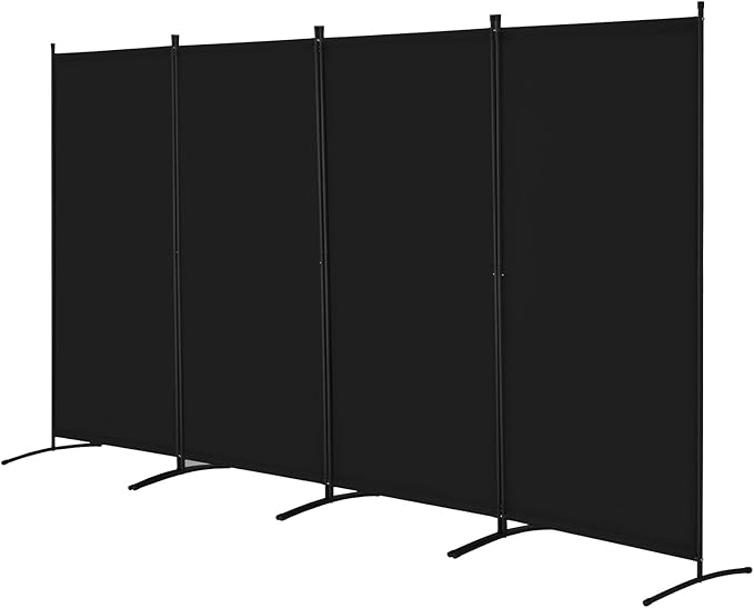 VEVOR Room Divider, 4 Panel Room Divider, Folding Privacy Screen and Portable Partition Divider for Room Separation, Freestanding Room Partitions for Office, Bedroom, Study, Black
