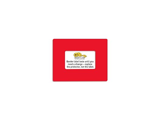 Mighty Line Shield Clear Label Protector Cover Sleeves for Protecting Barcodes, Numbers and Stickers, Heavy-Duty, Peel and Stick, Adhesive, Industrial Quality, 7" x 9" (3"x5" Window), Pack of 20, Red