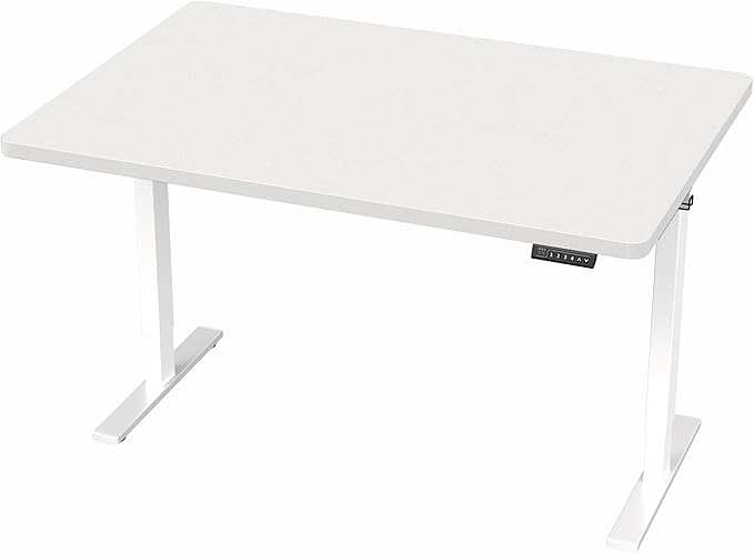 VIVO Electric 48 x 30 in Standing Desk, Memory Height Adjustment, 1B Series, Holds 220 lbs, One-Piece White Top, White Frame, DESK-KIT-1W5W