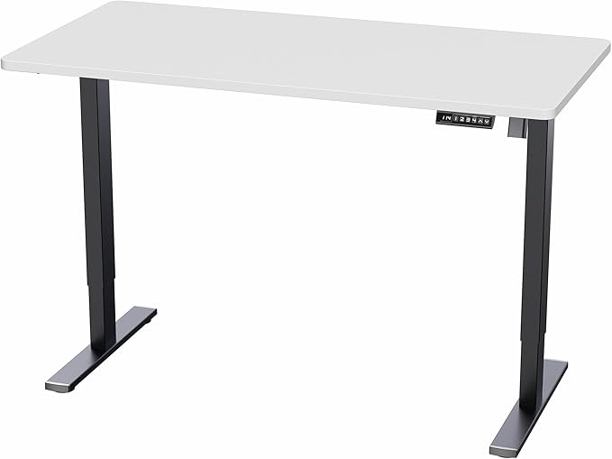 VIVO Electric 55 x 28 in Standing Desk, Memory Height Adjustment, 1B Series, Holds 220 lbs, One-Piece White Top, Black Frame, DESK-KIT-1B55W
