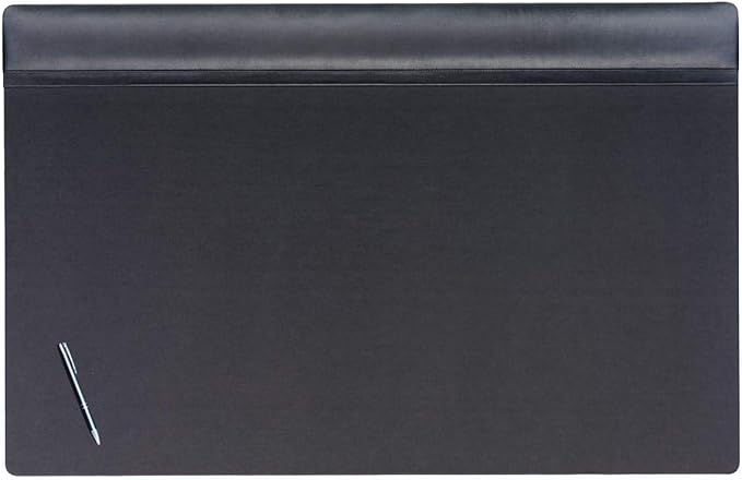 DACASSO Leather Desk Pad with Top Rail - Luxury Leather Desk Blotter for Writing - Executive Desk Surface Protector - (Black, 38” x 24”)
