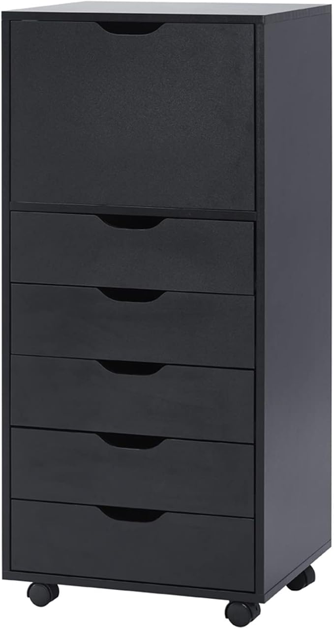Naomi Home Carly 6-Drawer Craft & Office Storage Cabinet, – Mobile Filing Unit with Wheels, Spacious for Supplies & Documents, Under Desk Fit, 18.8" D x 15.7" W x 41.3" H