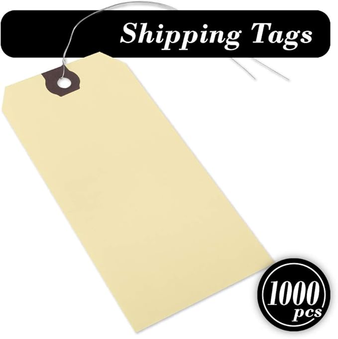 INNOVART Shipping Tags - Double Wired 2 3/4' x 1 3/8', Manila Wire Tags with Reinforced Eyelet, Case of 1000