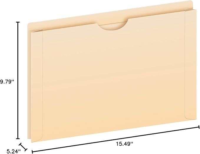 Pendaflex File Jackets, Legal Size, Manila, 2" Expansion, Reinforced Straight-Cut Tabs with Thumb Cut, 50 Per Box (23200EE), Beige
