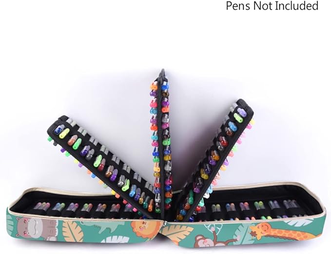 qianshan Pencil Case Holder Slot - Holds 202 Colored Pencils or 136 Gel Pens with Zipper Closure - Large Capacity Pen Organizer for Watercolor Pens or Markers - Perfect for Artist Durk Green Zoo