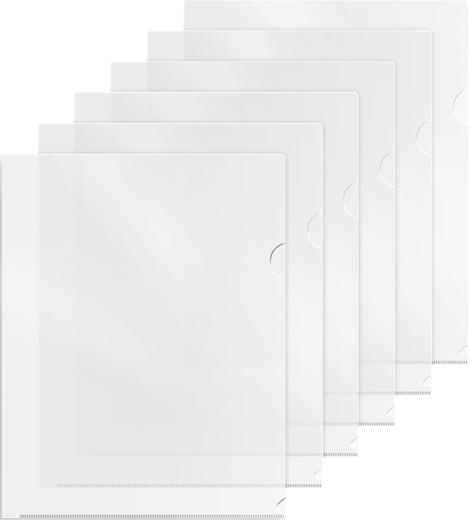 Dunwell Clear Folders for Documents, Plastic 8.5x11 File Sleeves for Document Protection, Filing, Storage, Organization (12 Pack) Transparent Folders with Pockets, Durable Letter Size Document Holder