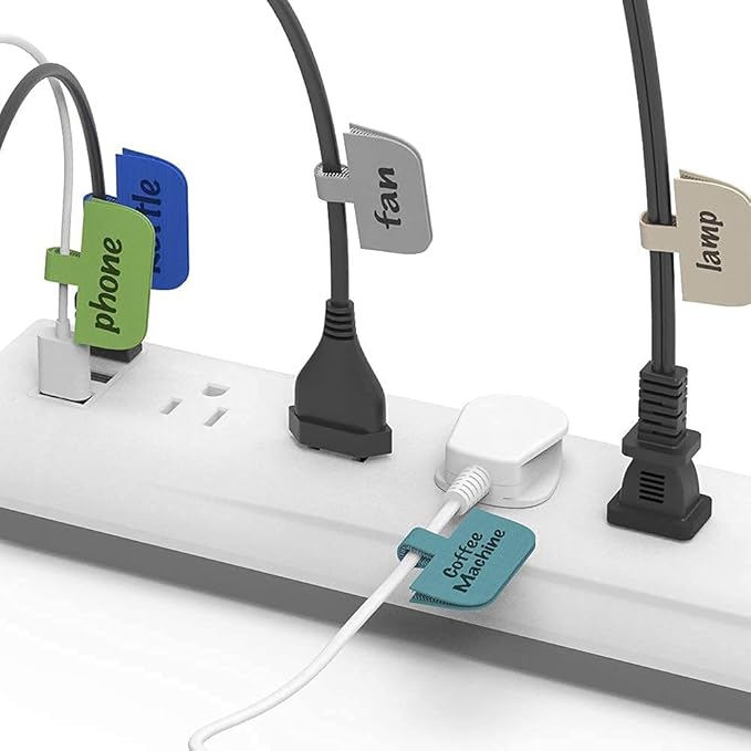 Cable Labels Large Size, XIAOXI Write On Cord Label, Wire Labels, Cable Tags and Wire Tags for Cable Management and Identification - 40 Pcs (Multi-Color)