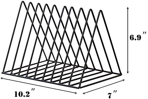 Sooyee 9 Slot Black Magazine Holder,Desktop File Sorter Organizer Triangle Bookshelf Decor Home Office