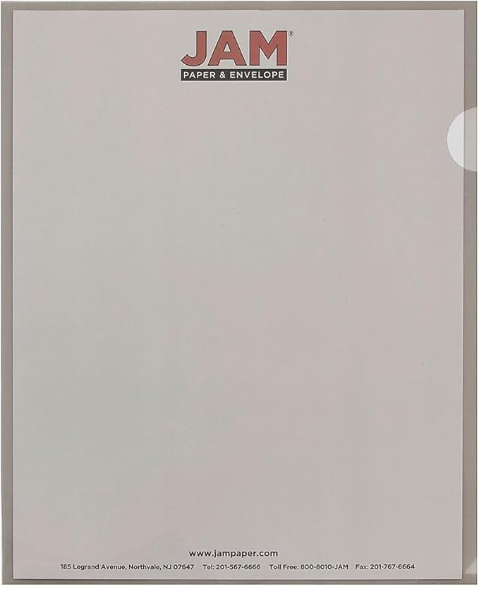 JAM Paper Plastic Sleeves - 9" x 11 1/2" - Smoke - 12/pack