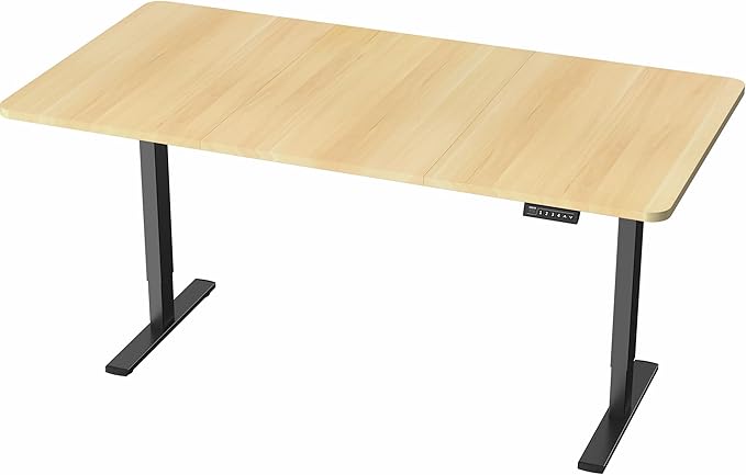 VIVO Electric 71 x 36 in Standing Desk, Memory Height Adjustment, 1B Series, Holds 220 lbs, Light Wood Top Black Frame, DESK-KIT-1B7C-36