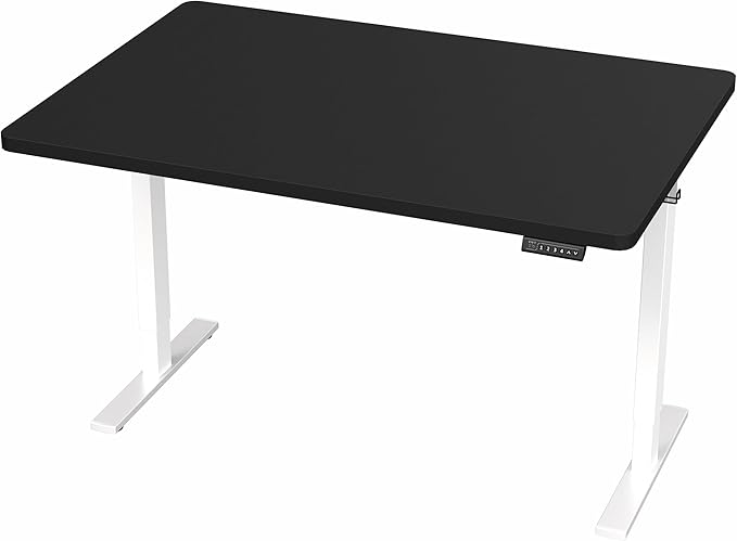 VIVO Electric 48 x 30 in Standing Desk, Memory Height Adjustment, 1B Series, Holds 220 lbs, One-Piece Black Top, White Frame, DESK-KIT-1W5B