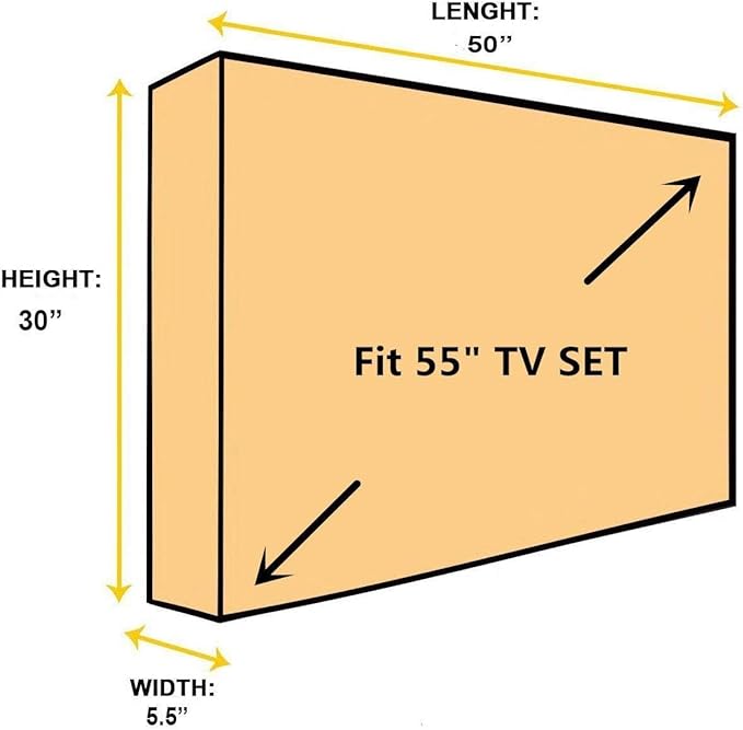BroilPro Accessories Outdoor 55" TV Set Cover,Scratch Resistant Liner Protect LED Screen Best-Compatible with Standard Mounts and Stands (Black)