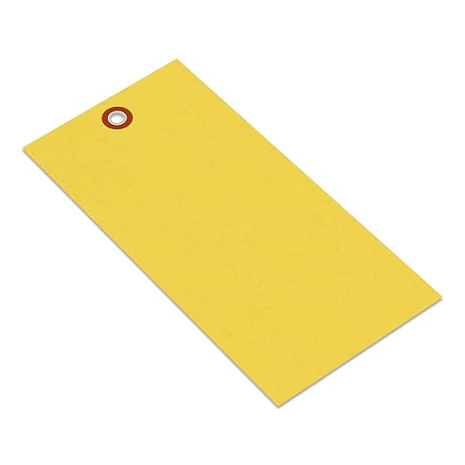 SmartSign (Pack of 1000) 6.25 x 3.125 inch “Yellow” Blank Tyvek Shipping Tags with Metal Eyelets, Size #8, 8 mil Thick Tyvek, Made in USA