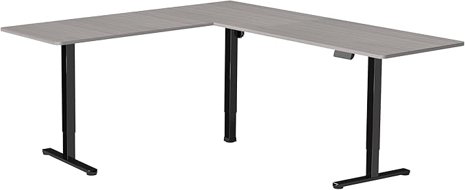 VIVO Electric Corner 84 x 63 inch L-Shaped Standing Desk, Memory Height Adjustment, Dark Gray Top Black Frame, DESK-E3CTBG-84