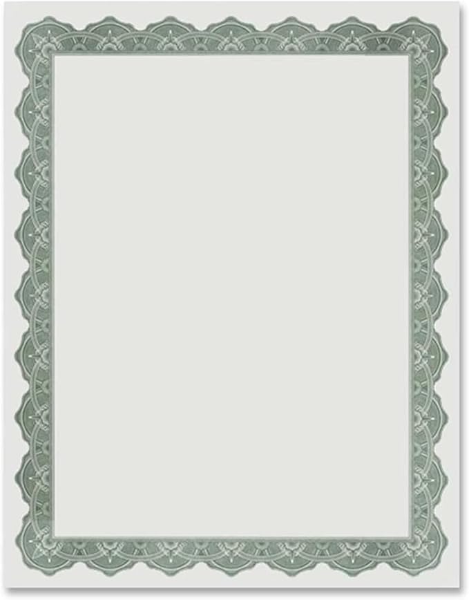 Geographics® 30% Recycled Blank Parchment Certificates, 8 1/2" x 11", Optima Green, Pack of 25