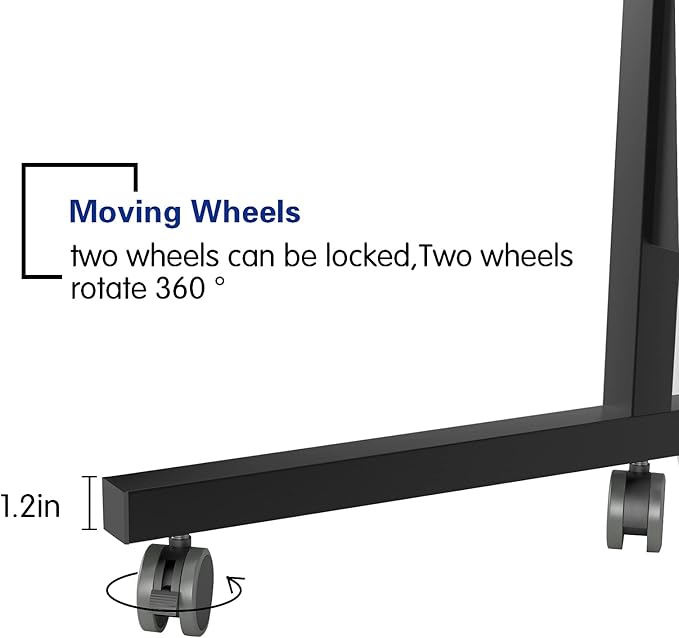 DlandHome Rolling Laptop Desk Stand Up Adjustable Mobile Laptop Desk, 23.6 Inches Medium Size Side Table, Movable w/Tablet Slot & Wheels, Portable Stand for Bed Sofa Black